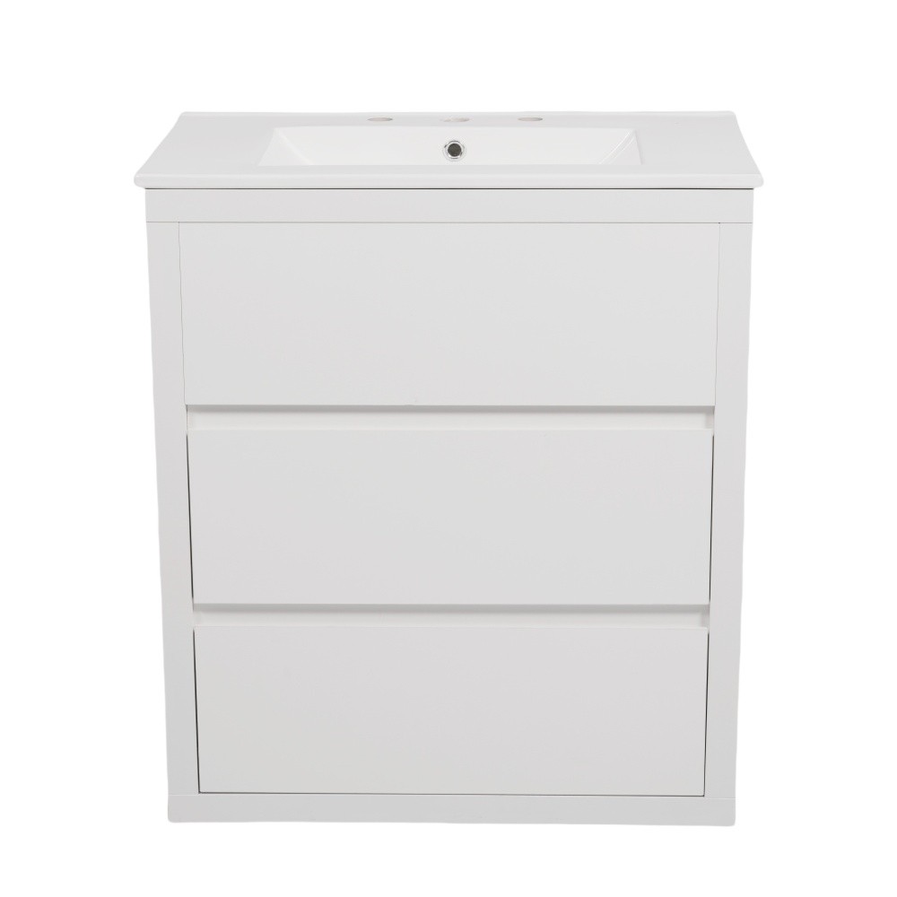 30″ Bathroom Vanity w/Ceramic Sink & 2 Drawers Freestanding Bathroom Vanity