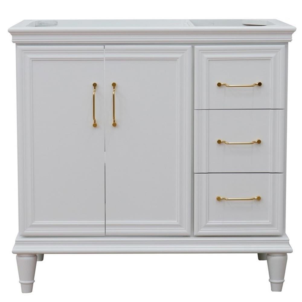 36 in. Single Wooden Vanity White Finish Left Door Cabinet Only