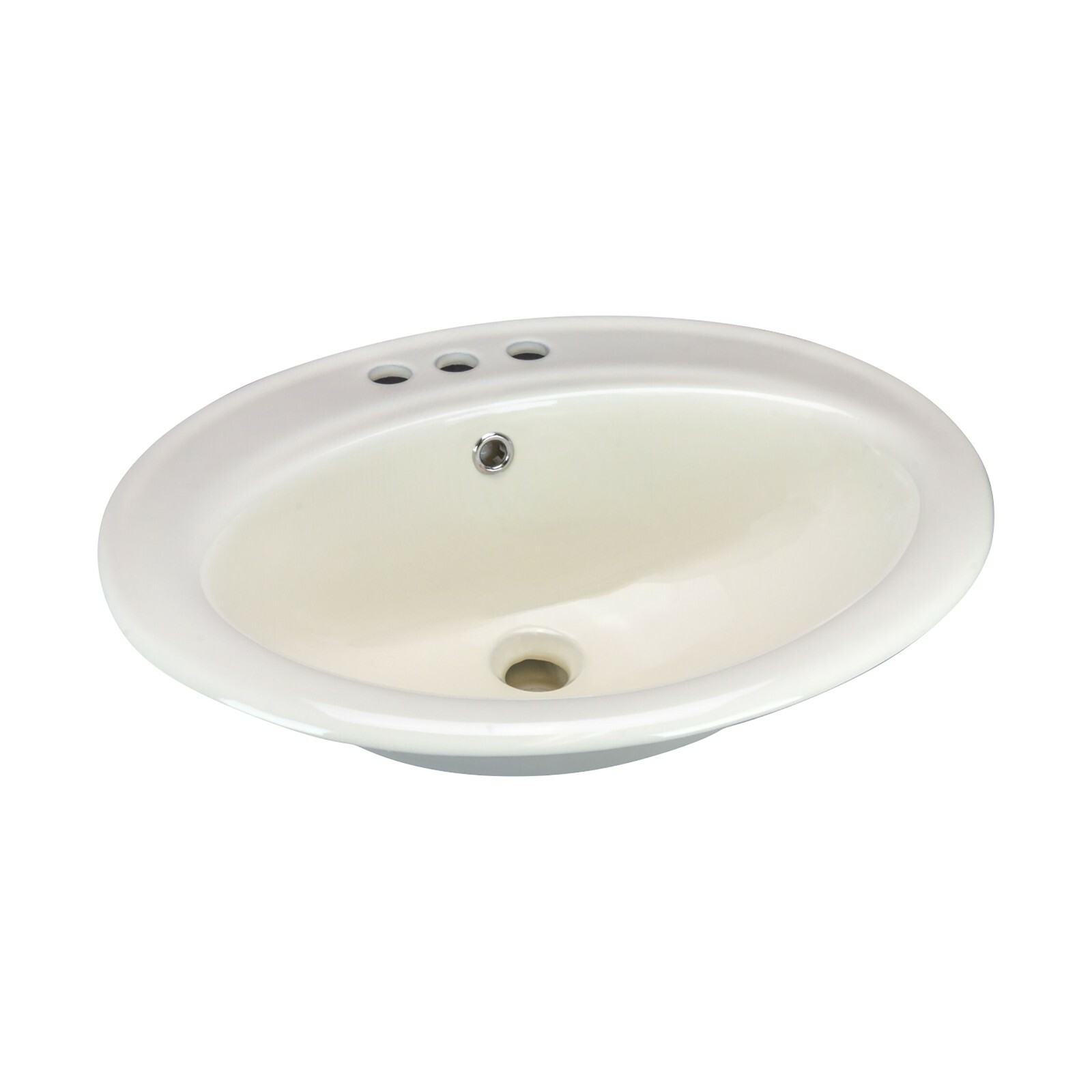 Canal Oval Shaped Drop-In 3-Hole Bathroom Vanity Sink 22-1/8″ X 18-7/8″ Ivory
