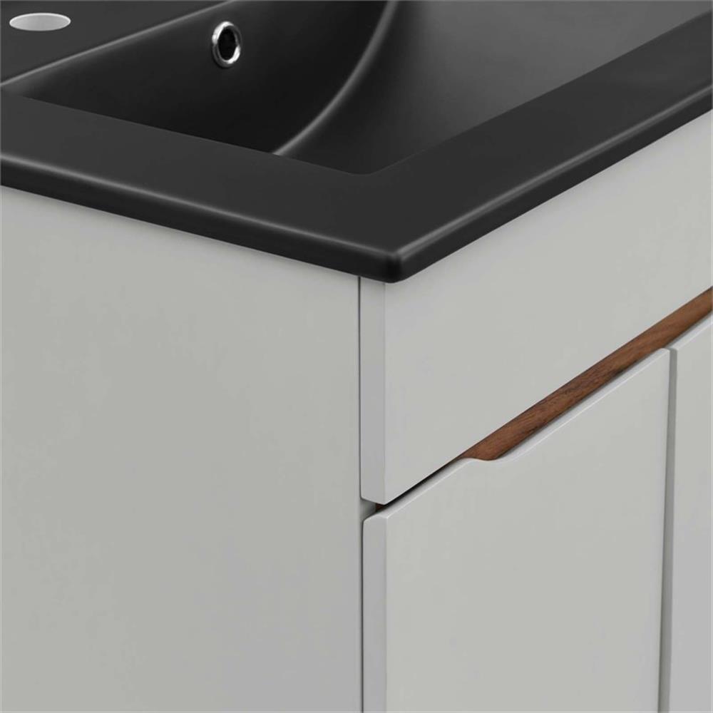 Modway Harvest 24″ Modern Wood/Ceramic Bathroom Vanity in Gray