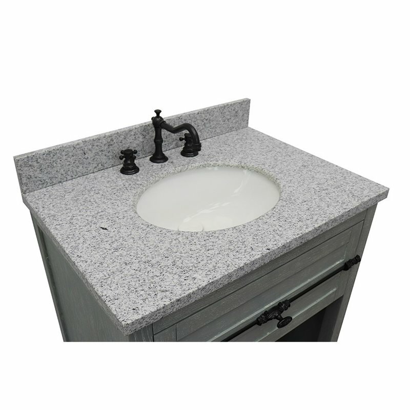 Plantation 31″ Modern Single Oval Sink Solid Wood Vanity in Gray Ash