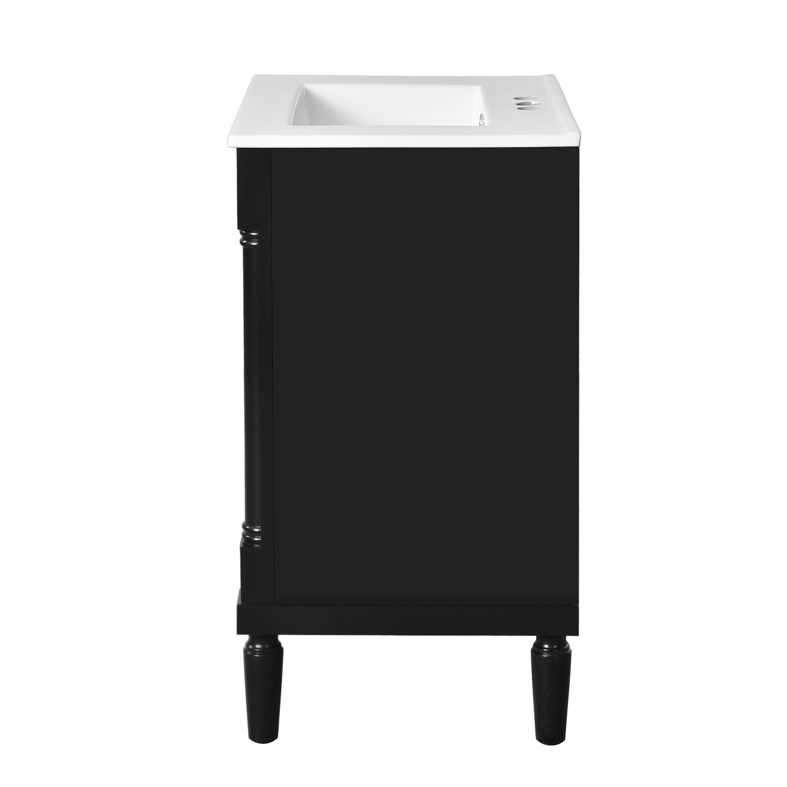 24″ Bathroom Vanity with Sink, Modern 2-Tier Storage Cabinet, Black