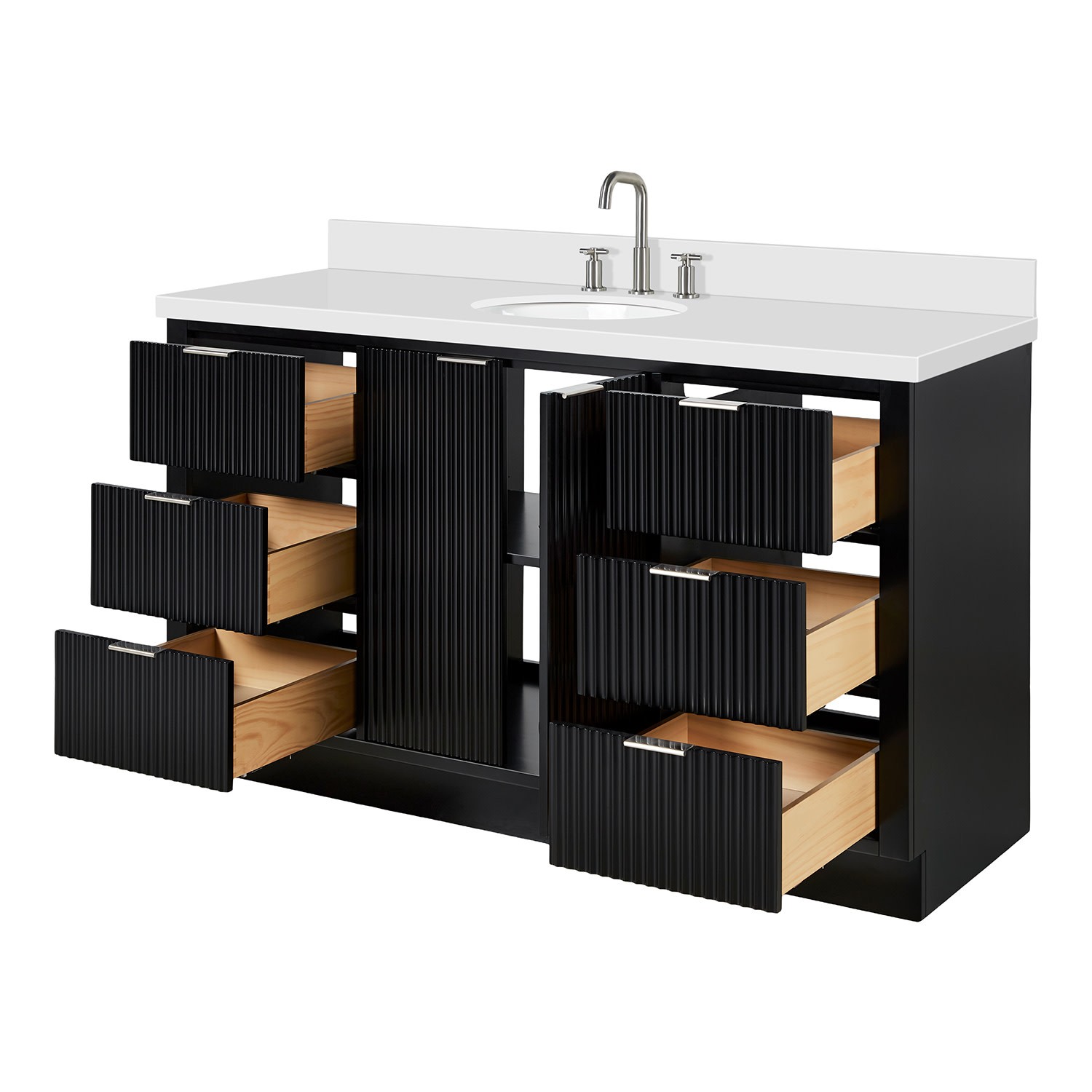 Ariel P61WQOVO Milan 61″ – Warm White / Pure White Quartz Top / Brushed Nickel