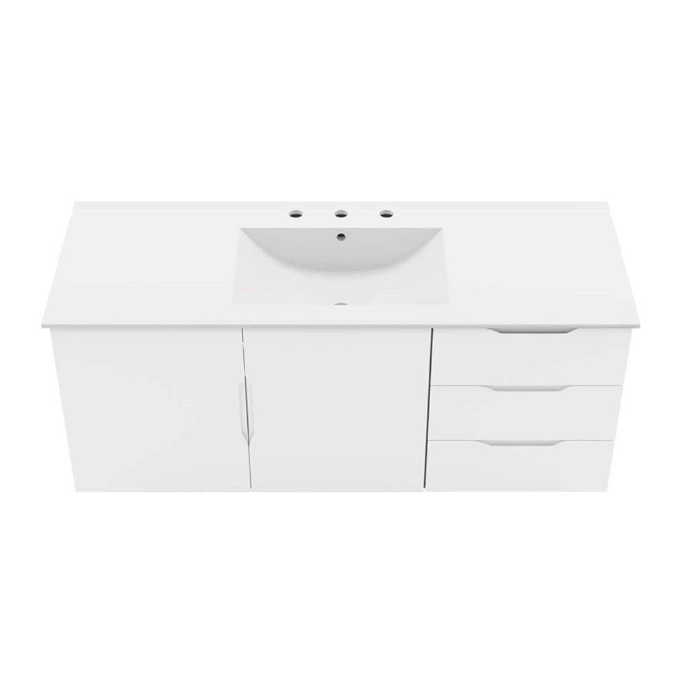 Modway Vitality Modern Wood Single Sink Bathroom Vanity in White