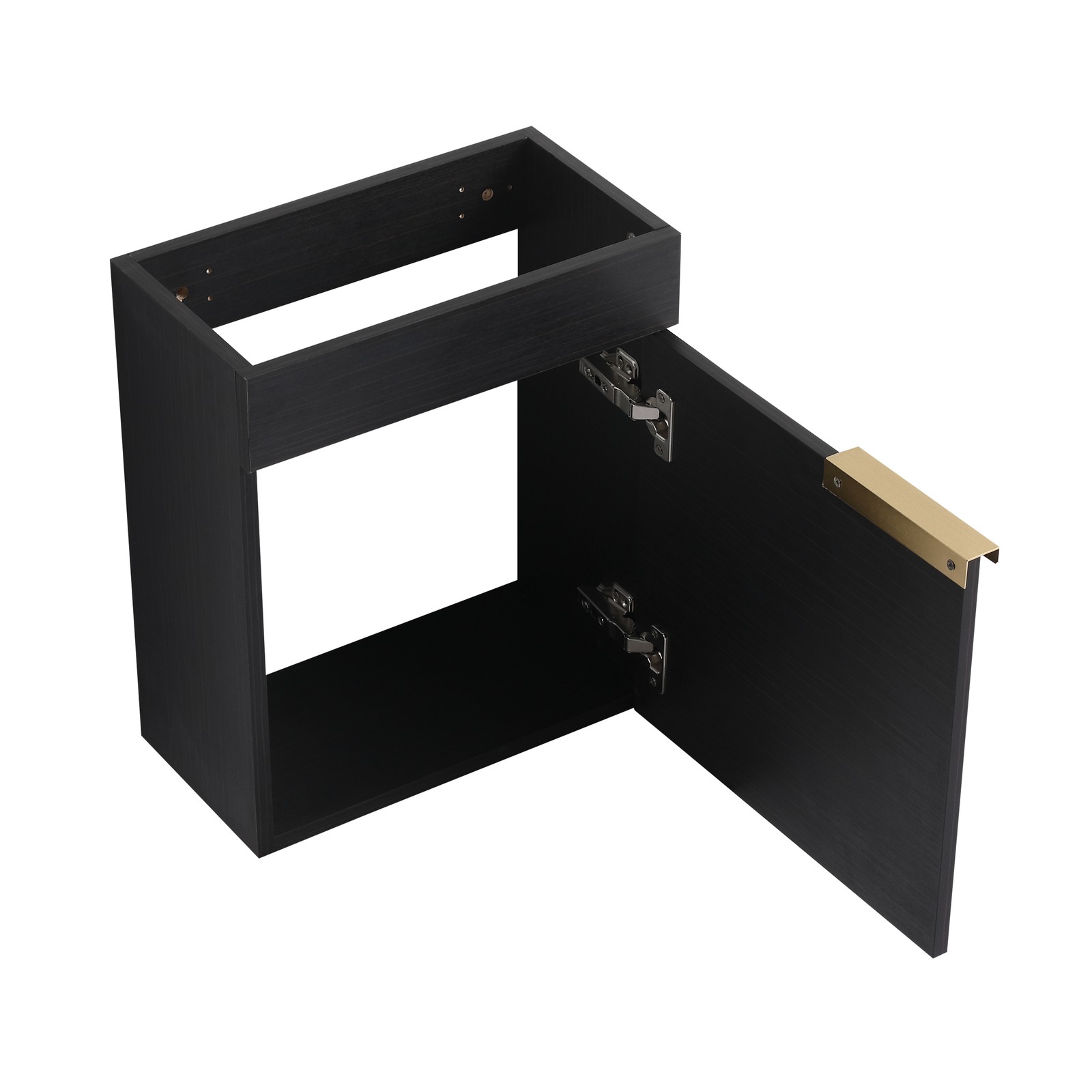 16In Freestanding Bathroom Vanity With Ceramic Sink Basin W/ Storage Rack Black