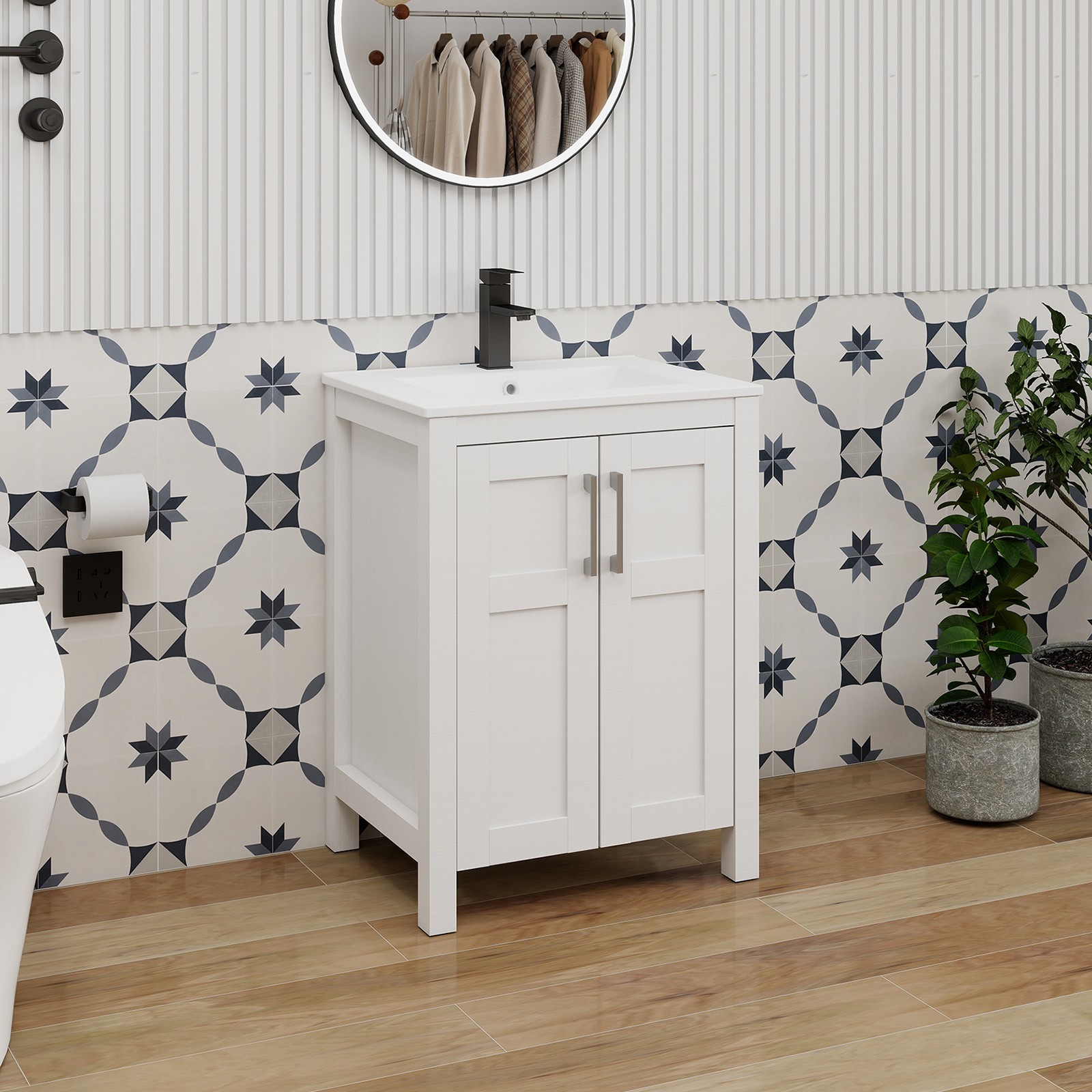 24/30/36″ 2-Door 2-Drawer Bathroom Vanity: Soft-Close Cabinet with Ceramic Sink