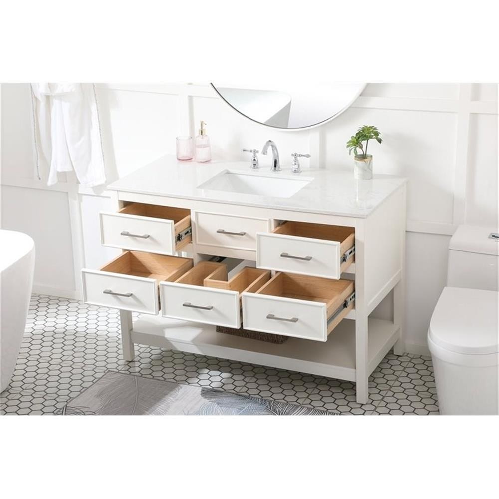 Elegant Decor Sinclaire 48″ Aluminum Alloy & MDF Single Bathroom Vanity in White