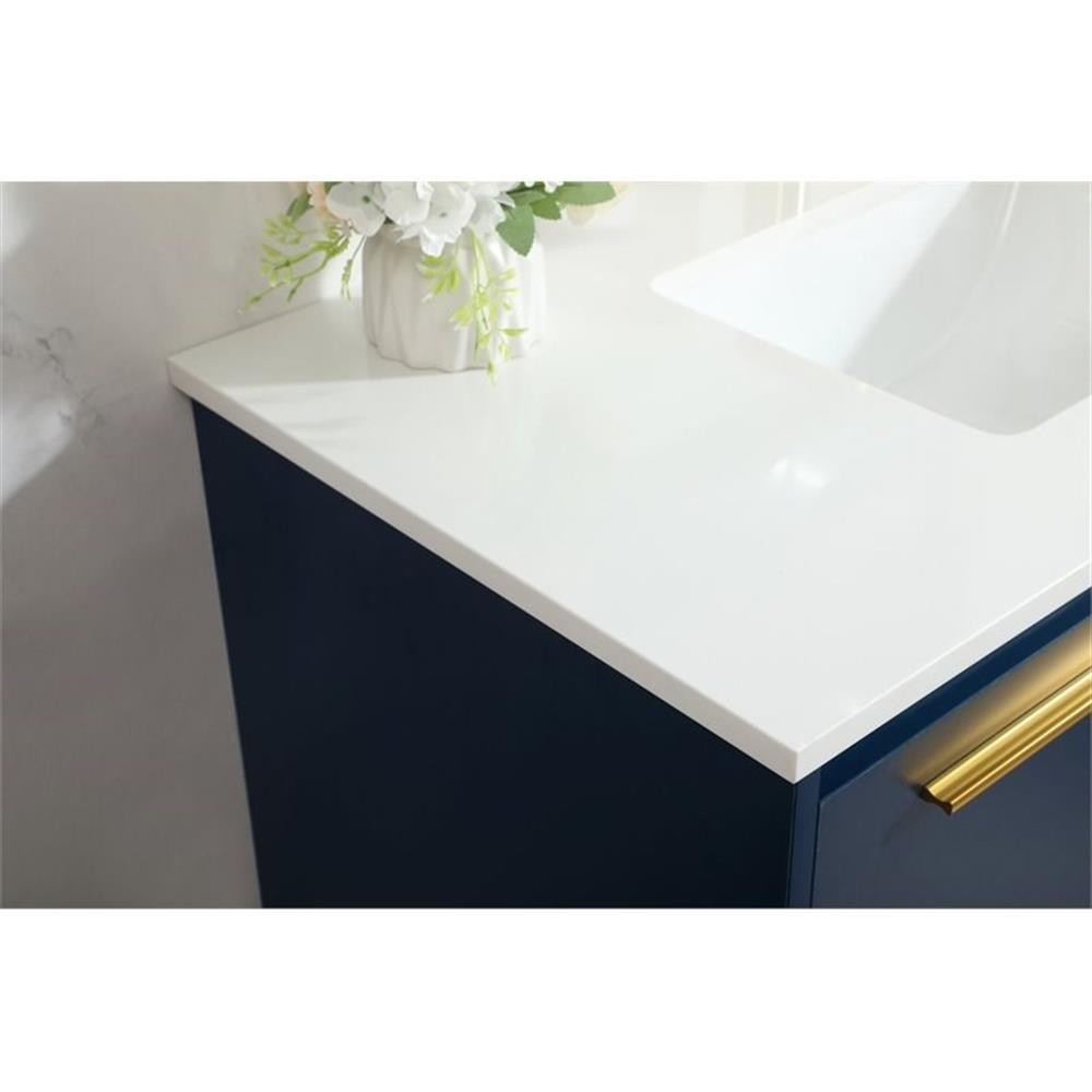 Elegant Decor Roman 36″ Aluminum Alloy MDF Single Bathroom Vanity in Blue