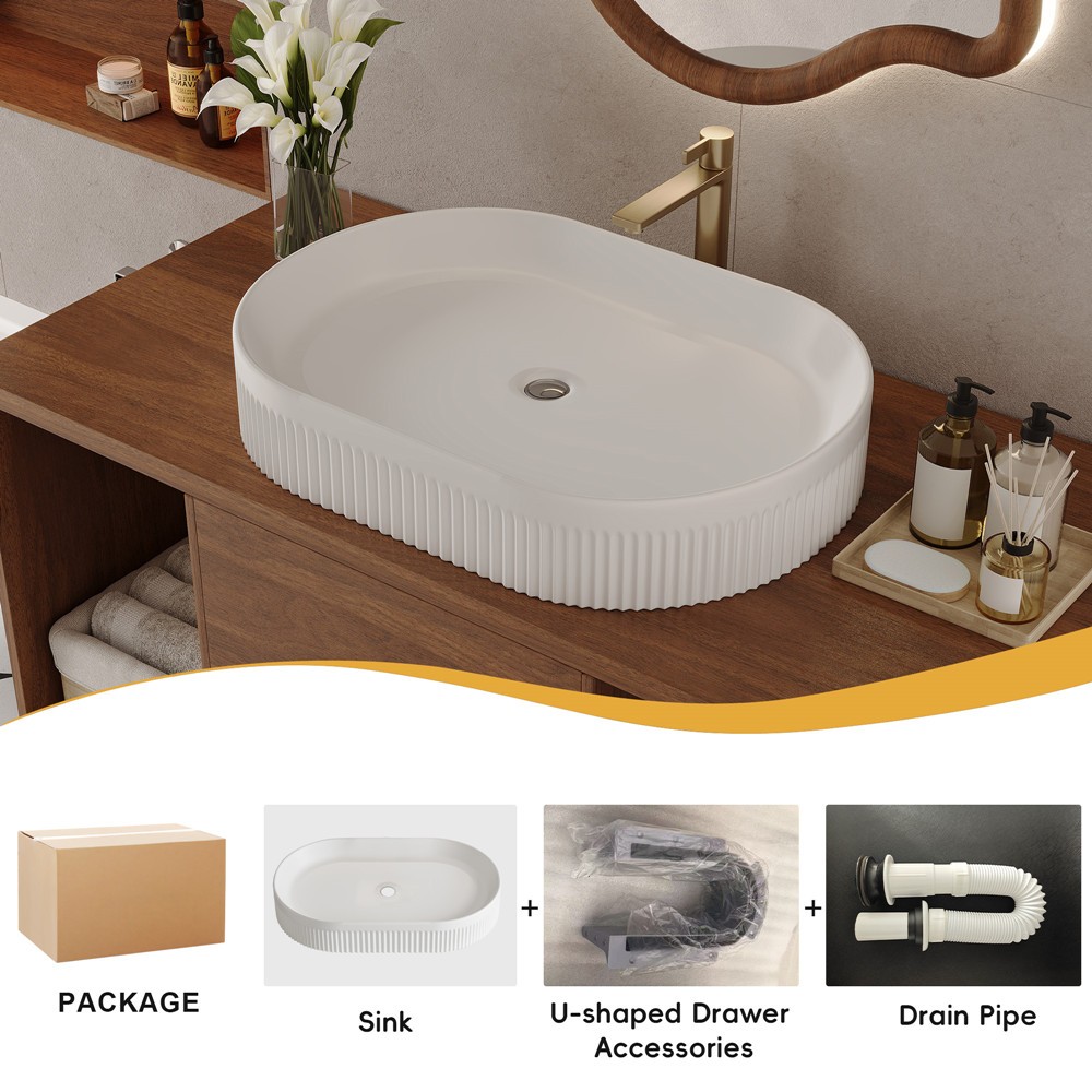 39″ Wall Mounted Bathroom Vanity w/Sink, 2 Drawers Floating Cabinet,Open Shelves