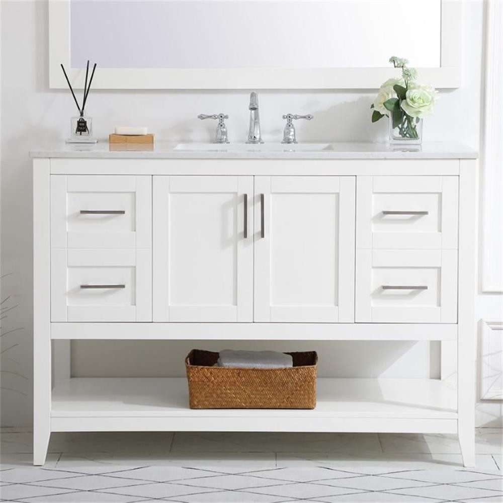 Elegant Decor Aubrey 48″ Single Quartz Top Bathroom Vanity in White