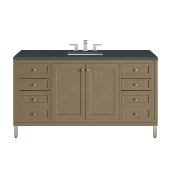 60″ James Martin Chicago 503-V60S-WLW-3CSP Vanity Cabinet Charcoal Soapstone Top