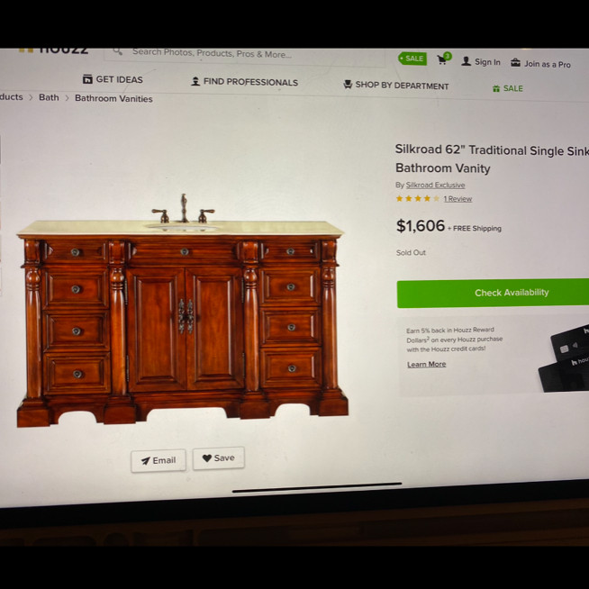 62’ single vanity