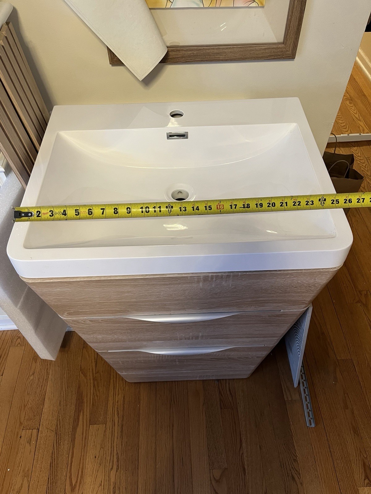 Fresca Milano Single Sink Bathroom Vanity White Oak 25.5″ Freestanding, 2 Soft …