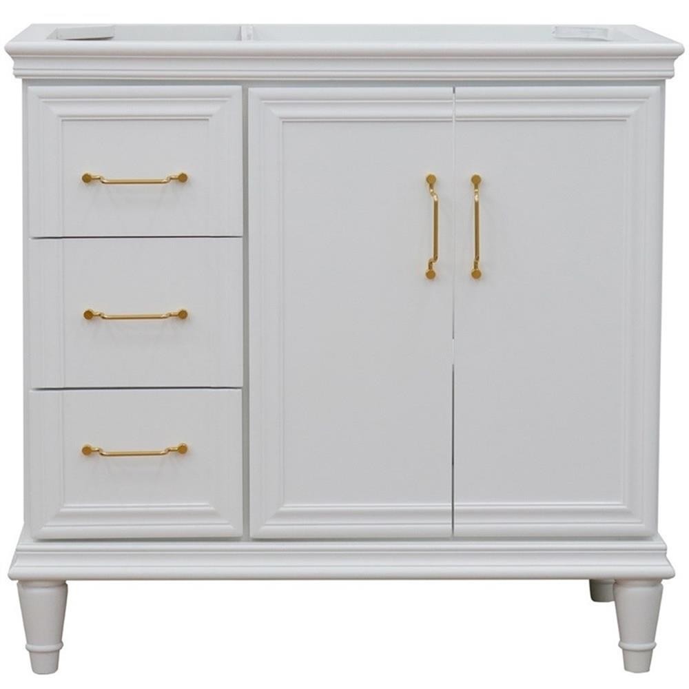 36 in. Single Wooden Vanity White Finish Right Door Cabinet Only