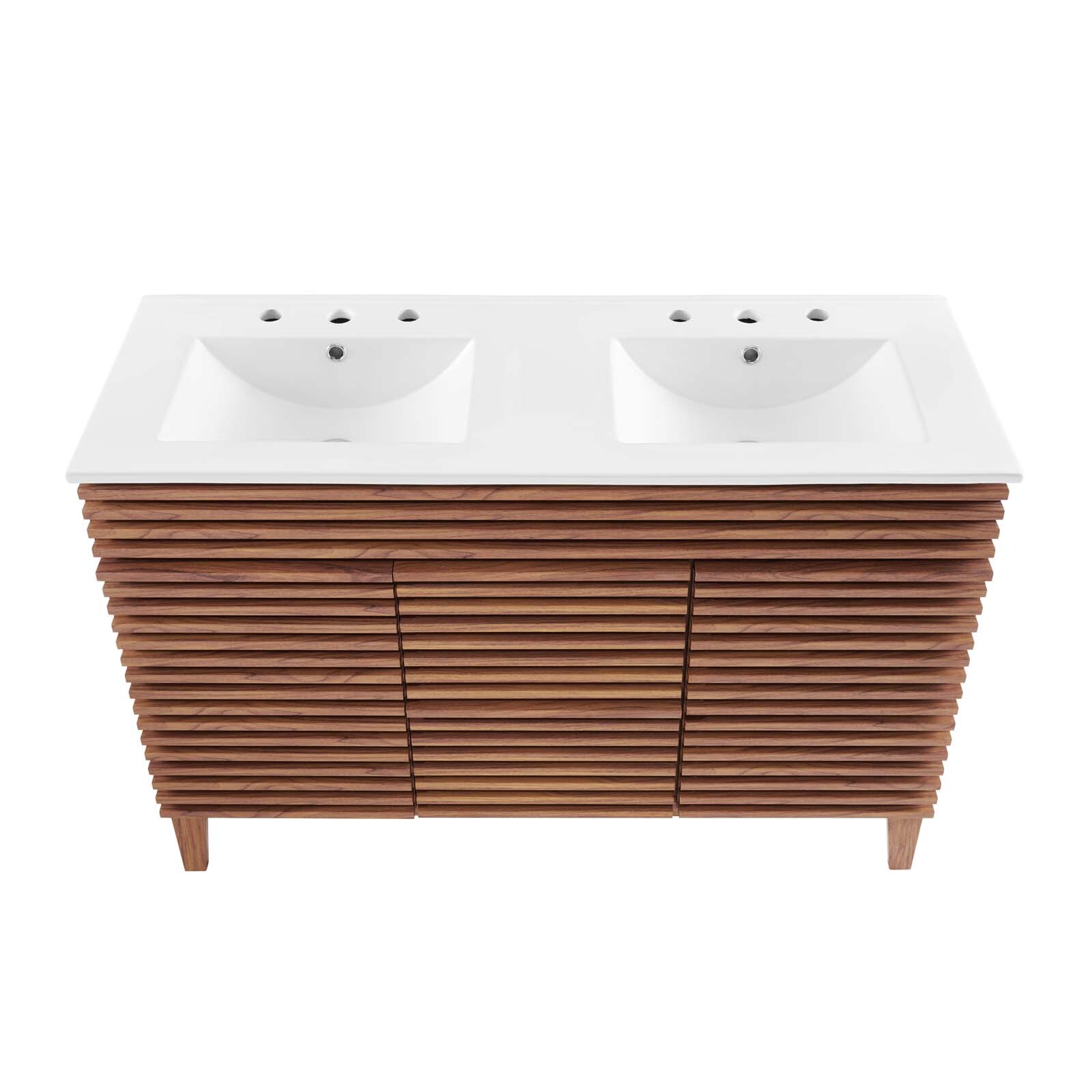 Modway Render 48″ Double Bathroom Vanity in Walnut White