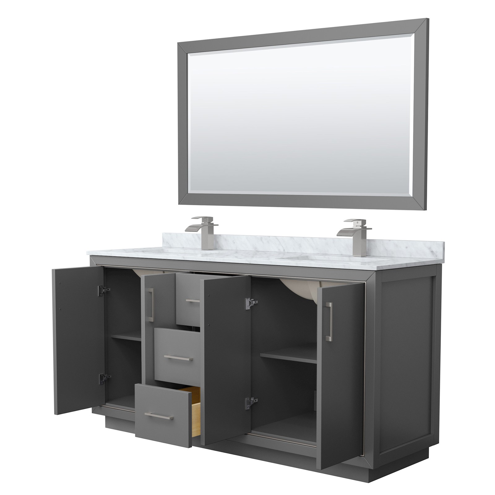 Wyndham Collection WCF1111-66D-NAT-M58 Icon 66″ – Dark Gray / Brushed Nickel