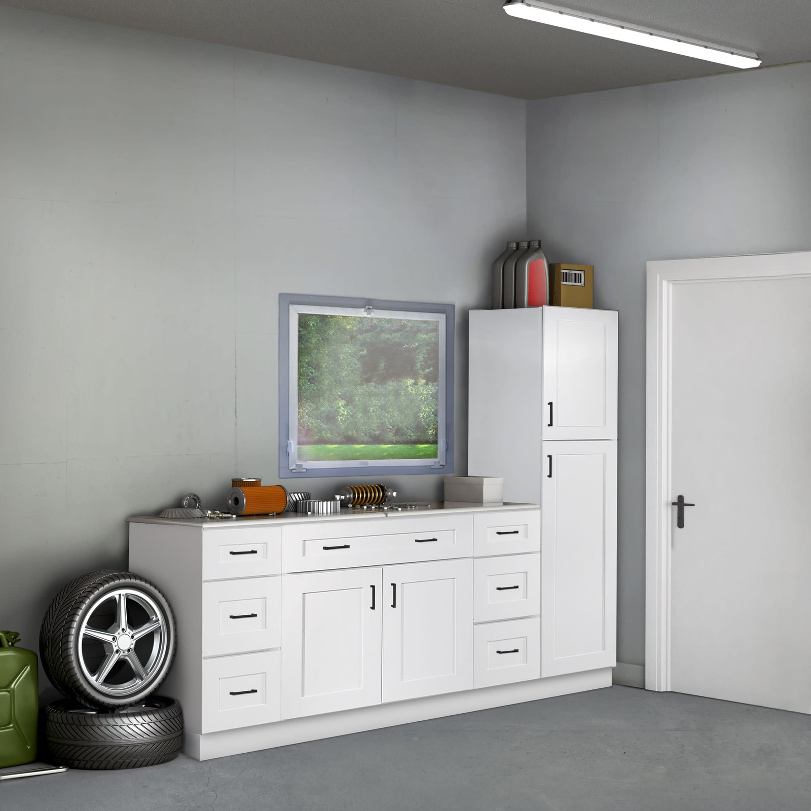 Design House 561415 Brookings 42″W x 34-1/2″H Double Door Base – White