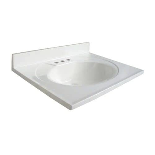 Newport 25 in. AB Engineered Composite Vanity Top in White with White Bowl