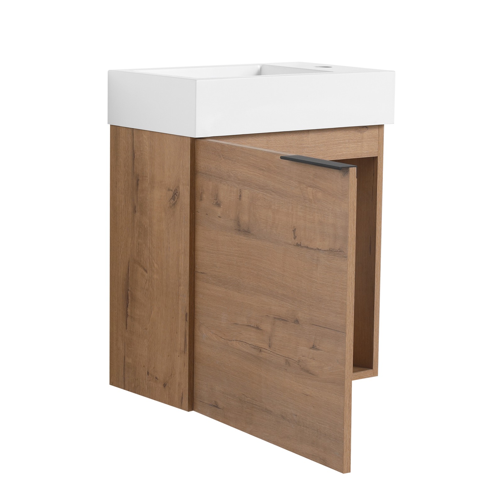 18in Floating Wall-Mounted Bathroom Vanity Cabinet W/ Resin Sink Basin Plywood