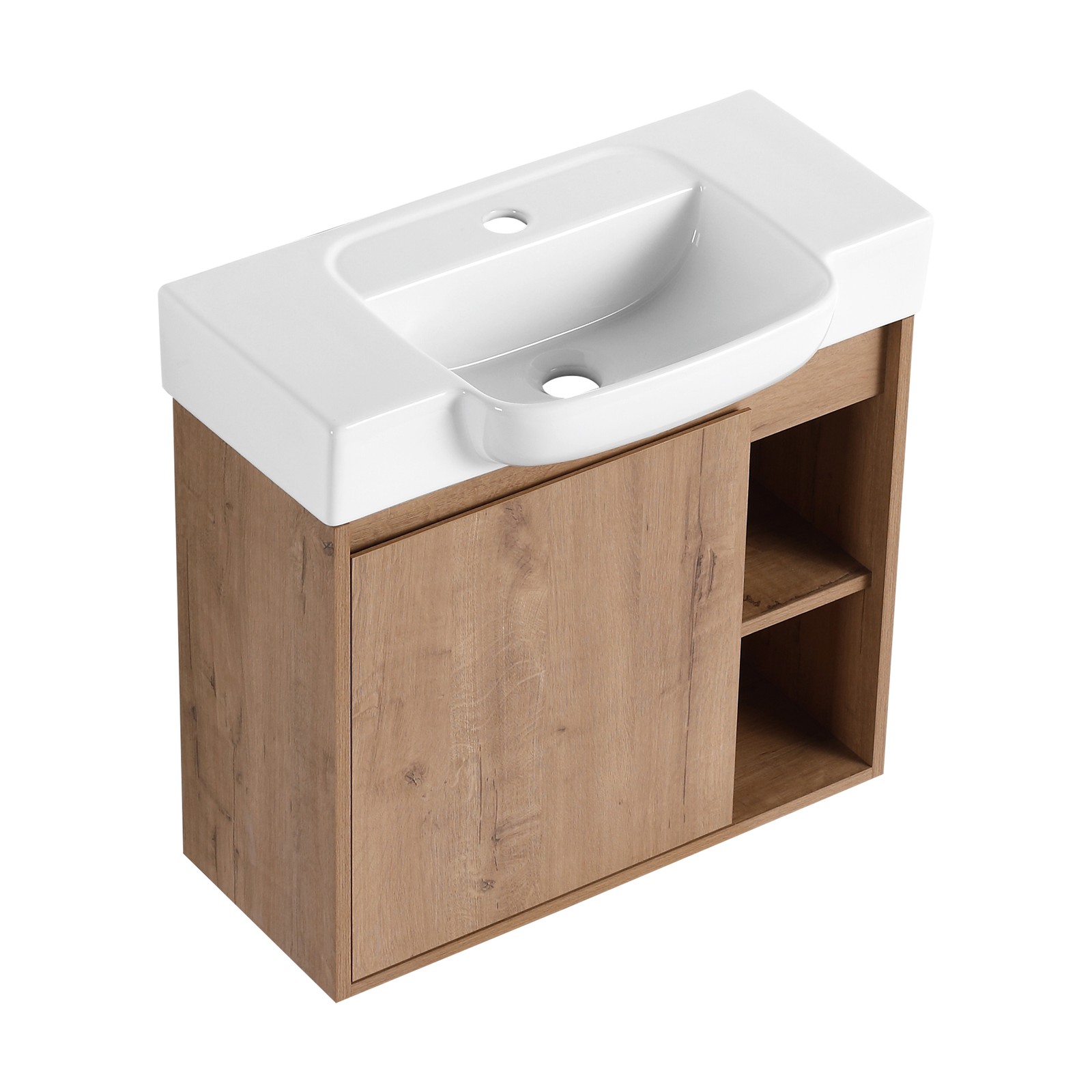 24 Inch Wall-Mounted Bathroom Vanity with White Ceramic Sink