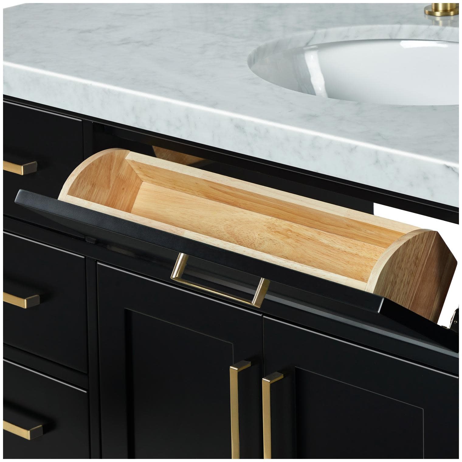 Ariel T055SCWOVO Hepburn 55″ – Black / Italian Carrara Marble Top / Satin Brass