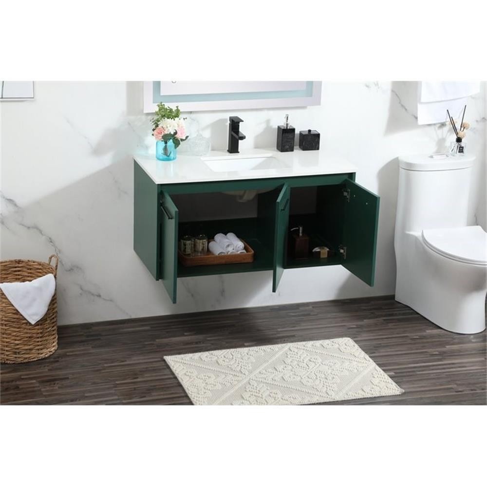 Elegant Decor Penn 40″ Aluminum Alloy MDF Single Bathroom Vanity in Green