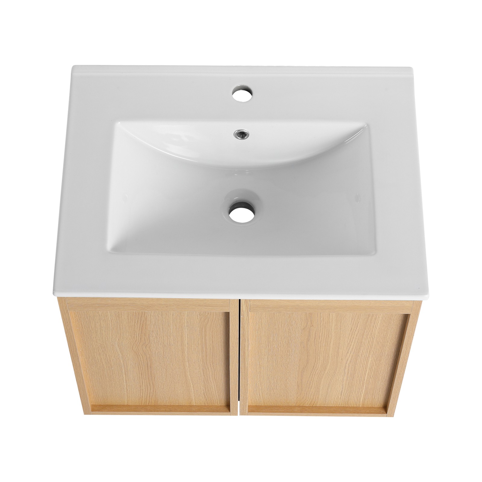 24″ Floating Bathroom Vanity with Sink, Light Oak Wall-Mounted Cabinet