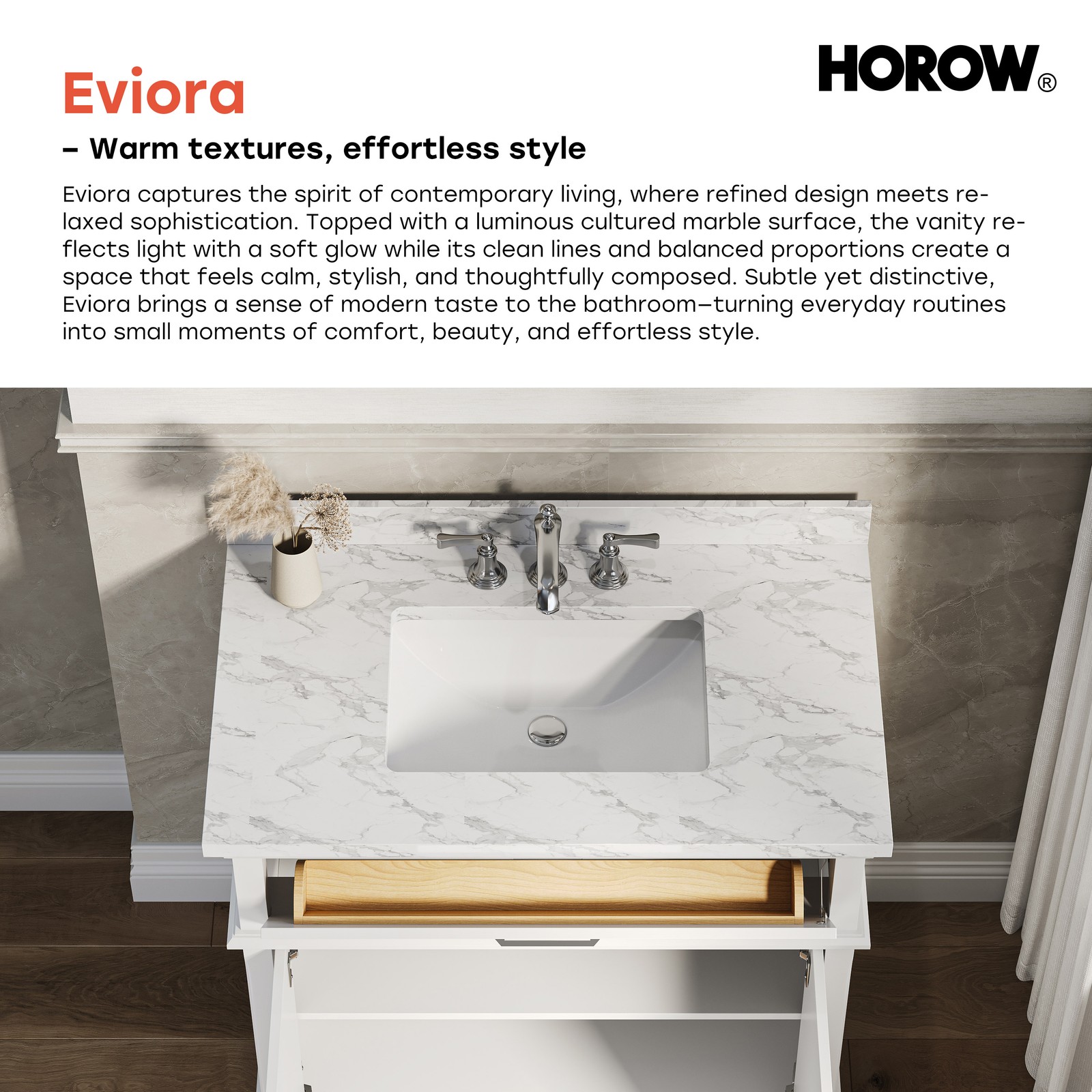 HOROW 36 Inch Bathroom Vanity with Sink, Free Standing Single Basin Vanity Set