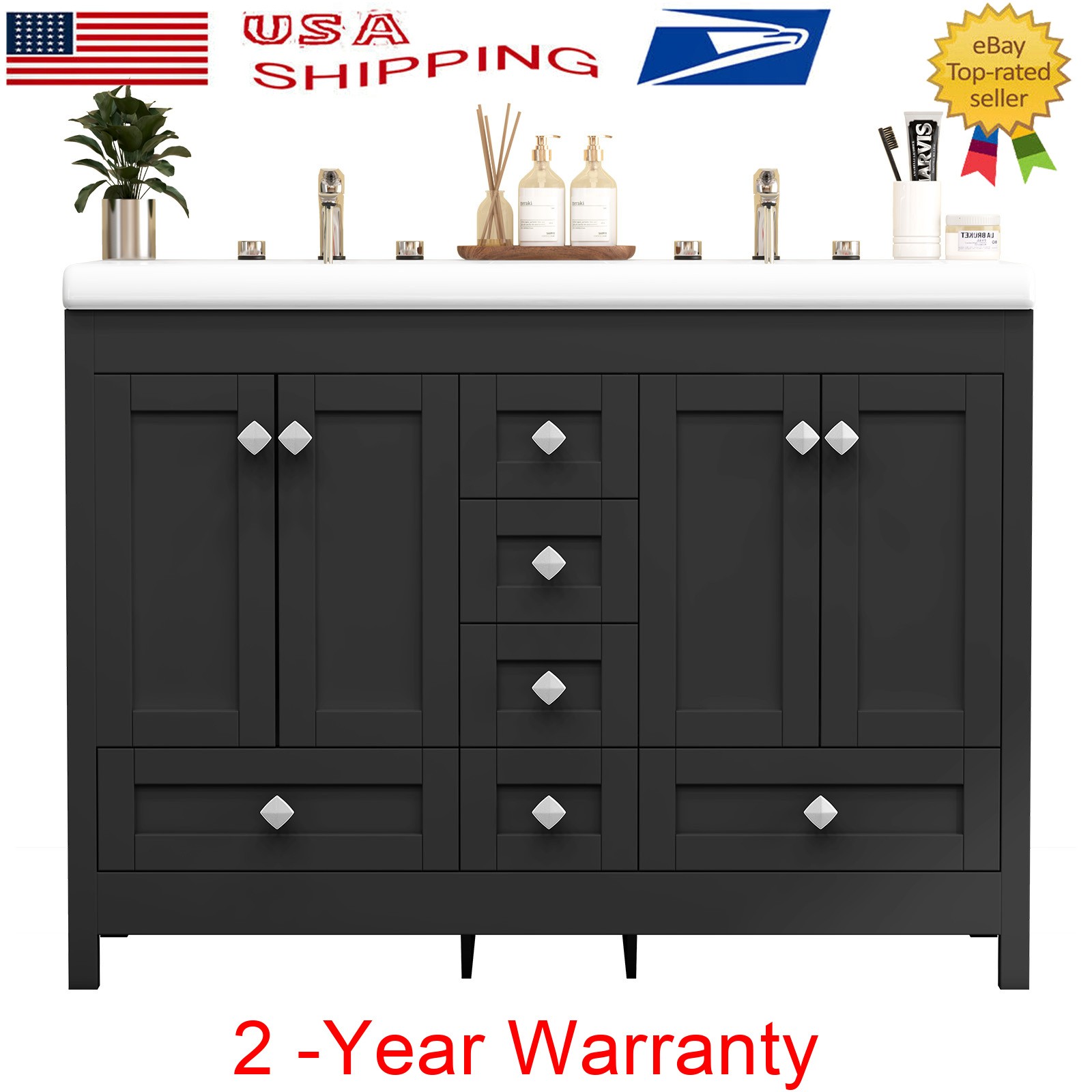 47.3″ Bathroom Vanity w/ Double Sink Bathroom Sink Cabinet Freestanding Storage