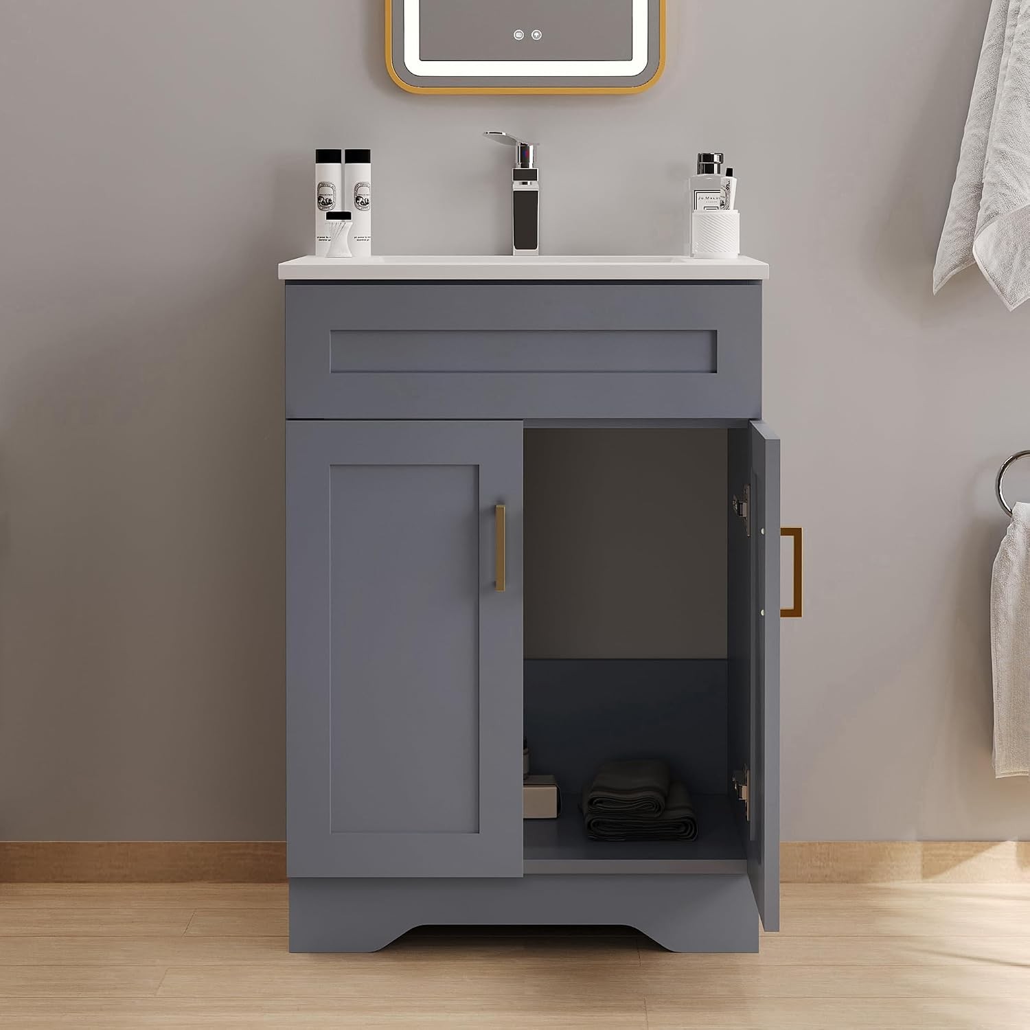 24 Inch Bathroom Vanity with Sink Bathroom Storage Vanity Cabinet for Small