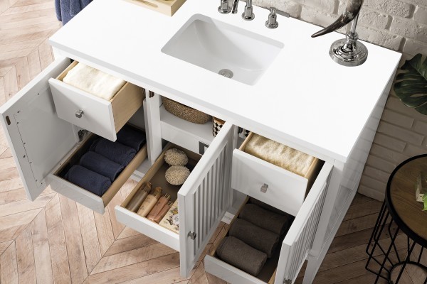 48″ James Martin Athens E645-V48-GW-3WZ Vanity Cabinet White Zeus Silestone Top