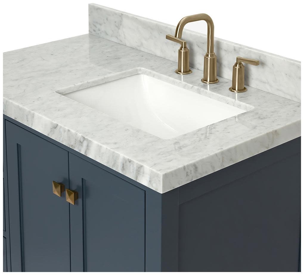 Ariel A036SRCW5RVO Cambridge 36″ – White / Italian Carrara Marble Top / Brushed