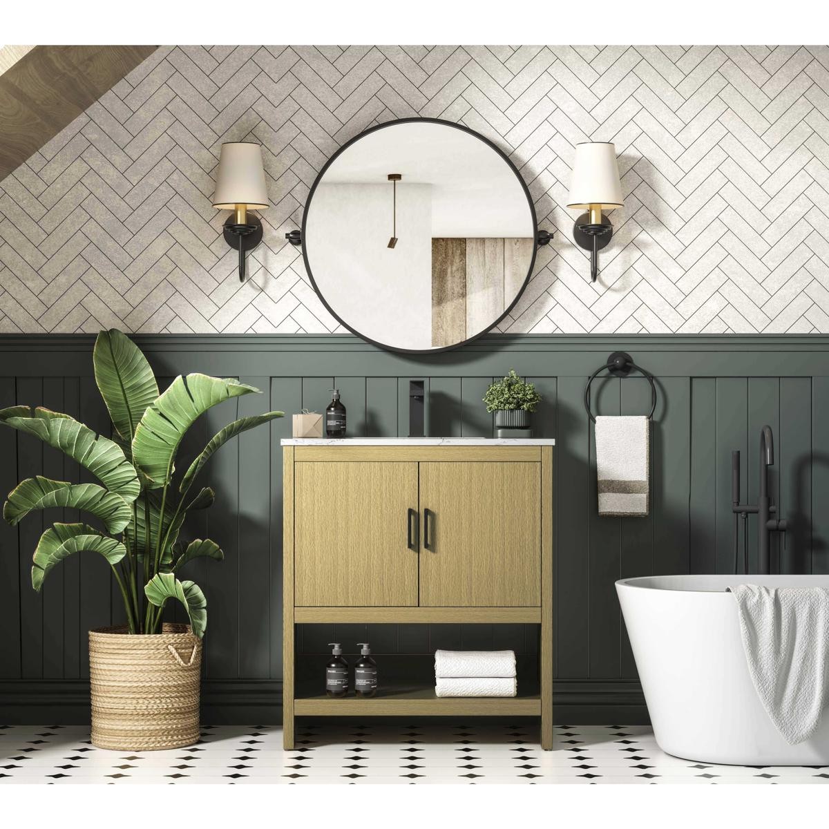 Elegant Lighting VF25230MHB Ira 30 X 34 inch Honey Brown Bathroom Vanity Cabinet