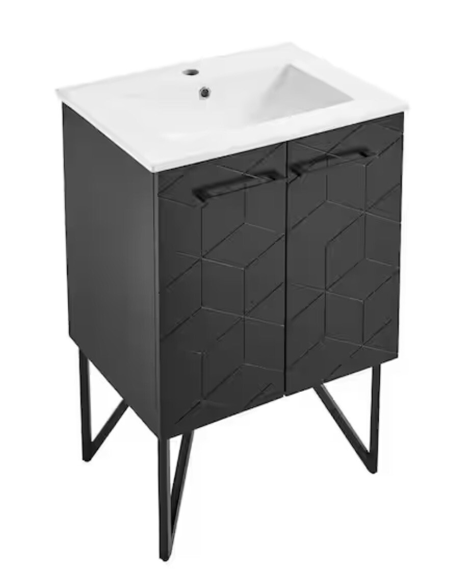 Annecy 24 in. W Bath Vanity in Phantom Black with Ceramic Vanity Top