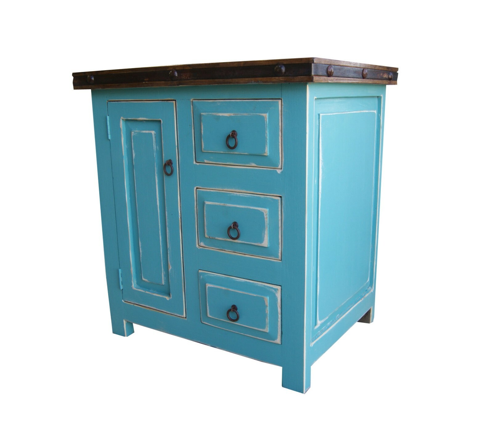 Galveston Rustic Reclaimed Wood Turquoise Bathroom Vanity / furniture
