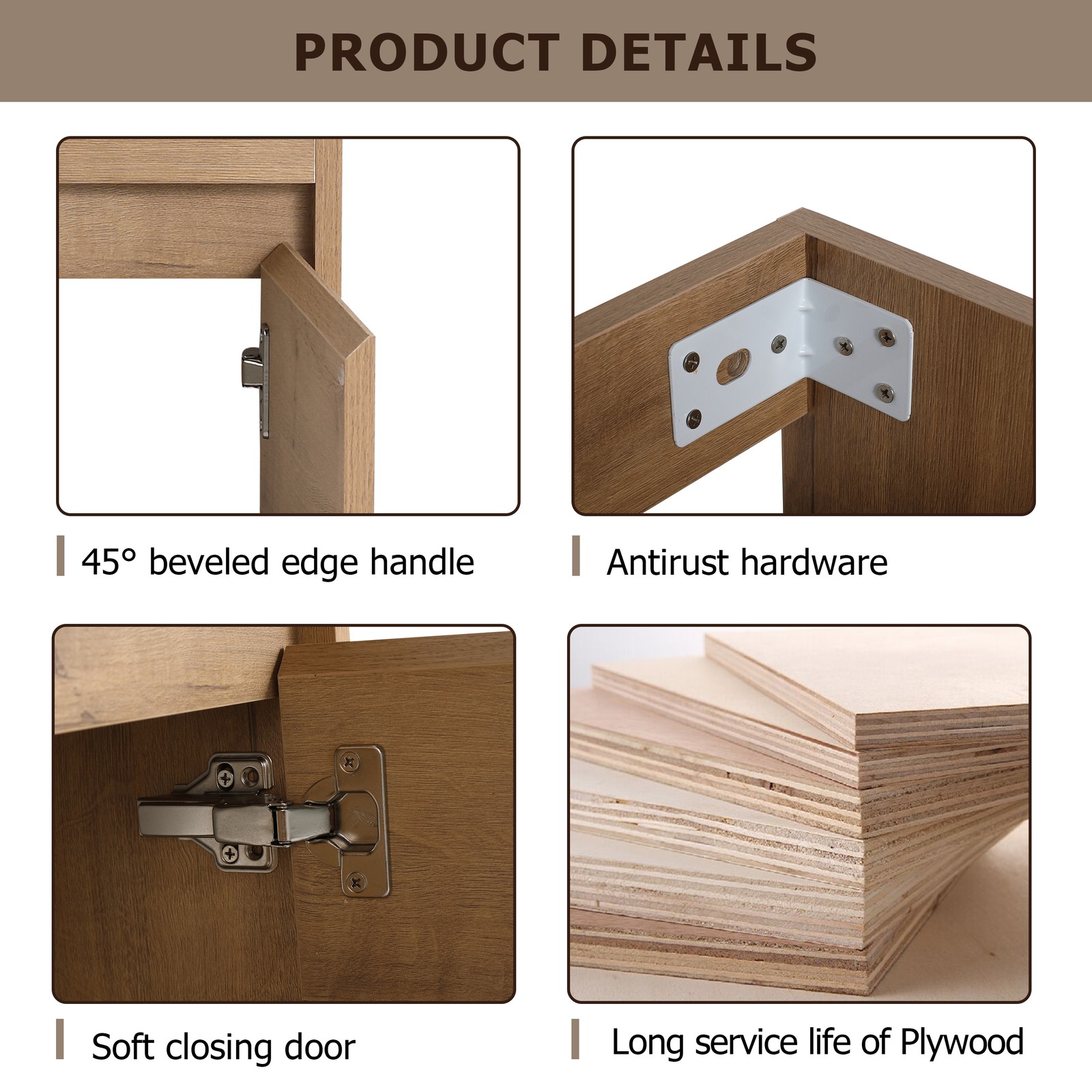 16Inch Wall Mounted Bathroom Vanity With Ceramic Sink Basin W/ Storage Rack Oak