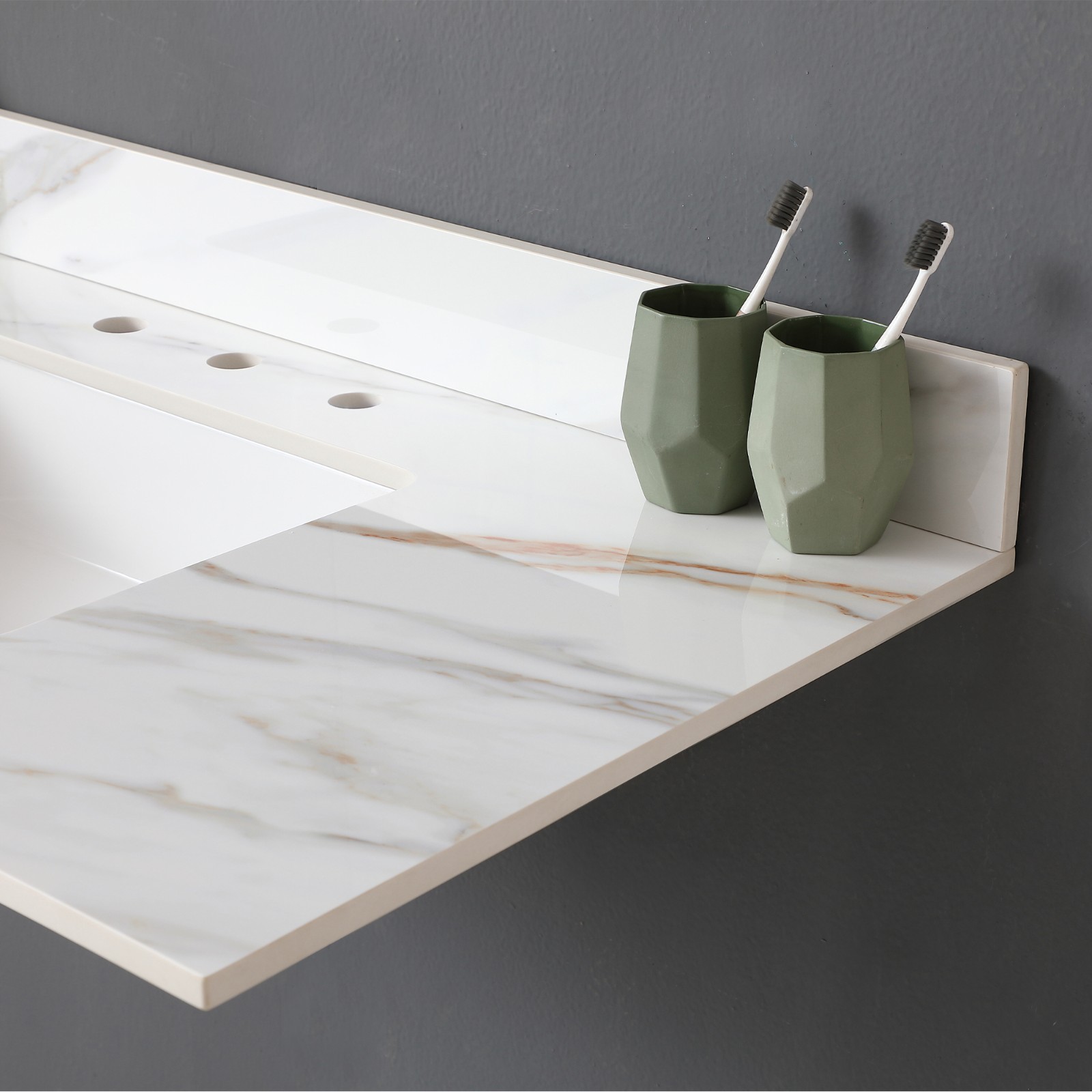 43In Marble Vanity Top with Undermount Sink & Backsplash Carrara White