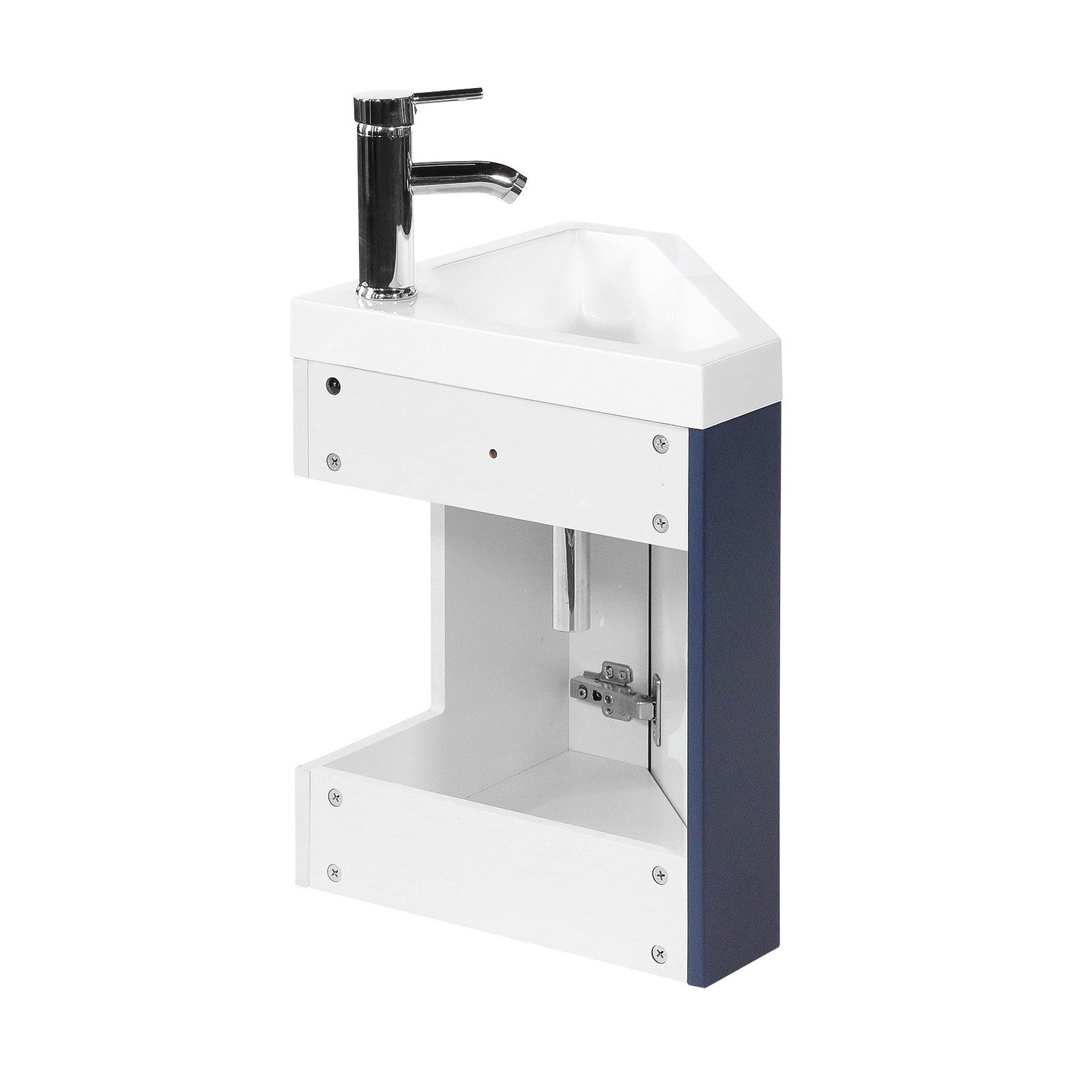 Corner Wall Mounted Bathroom Vanity Floating Cabinet w/Sink for Small Bathroom