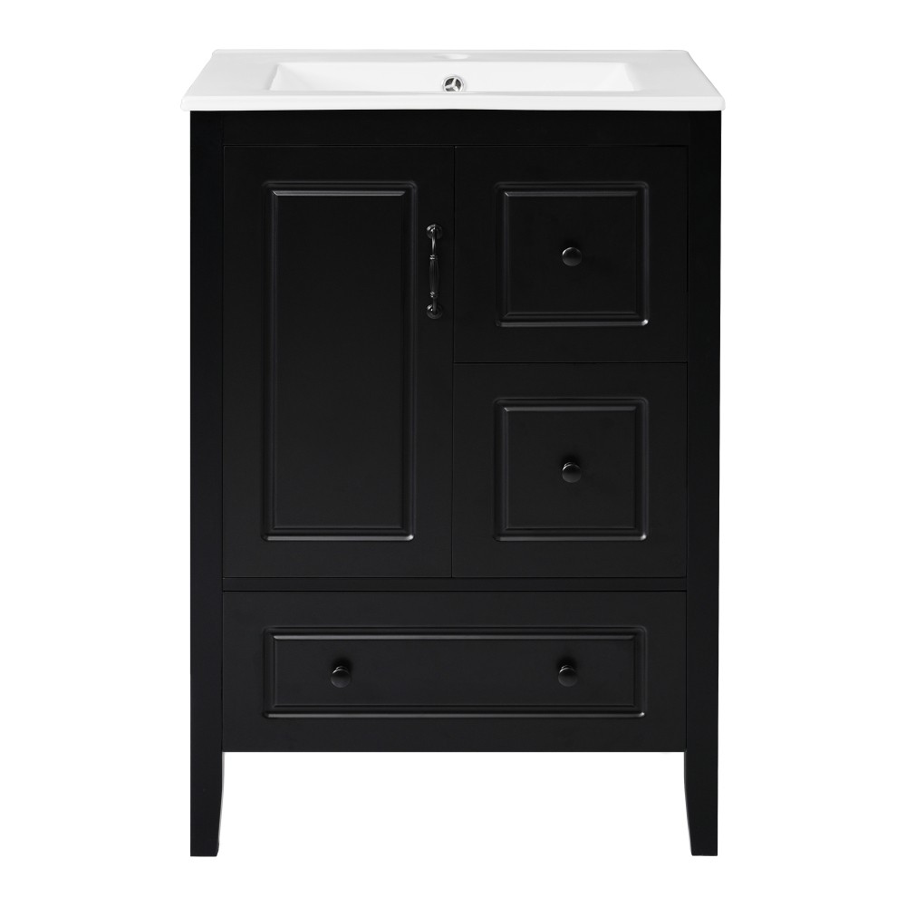 24 inch Bathroom Vanity with Sink, One Cabinet with Soft-closing Door