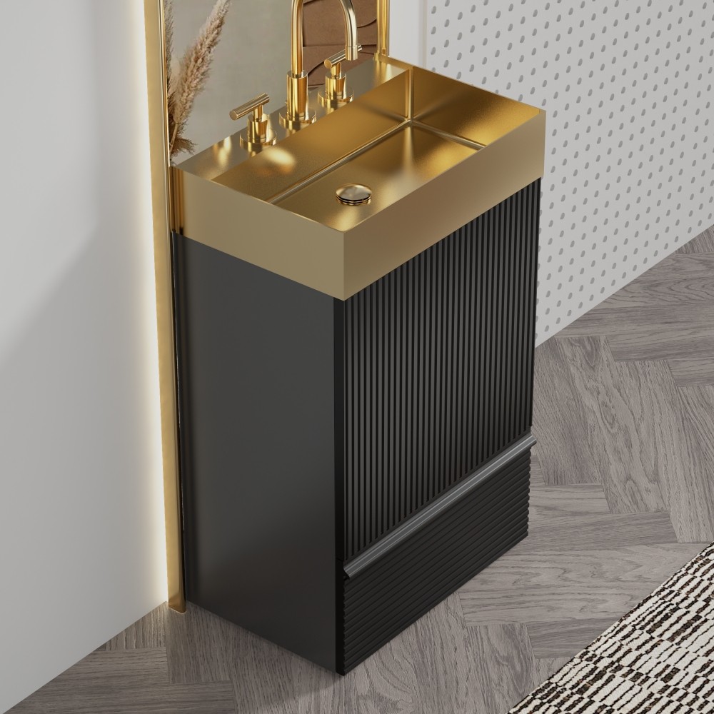 Bathroom Vanity with Sink Removable Design with Handle Features 3 Faucet Holes