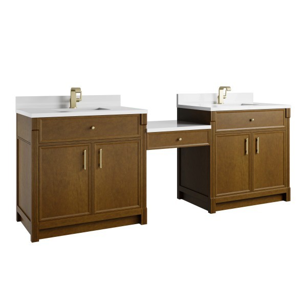 96″ James Martin Bellshire 660-VMC96-HNO-1WZ Dual Vanity Cabinet White Zeus Top