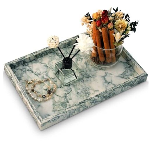 Marble Bathroom Tray,Pure Natural Vanity Tray,Marble Tray for Cyan-green