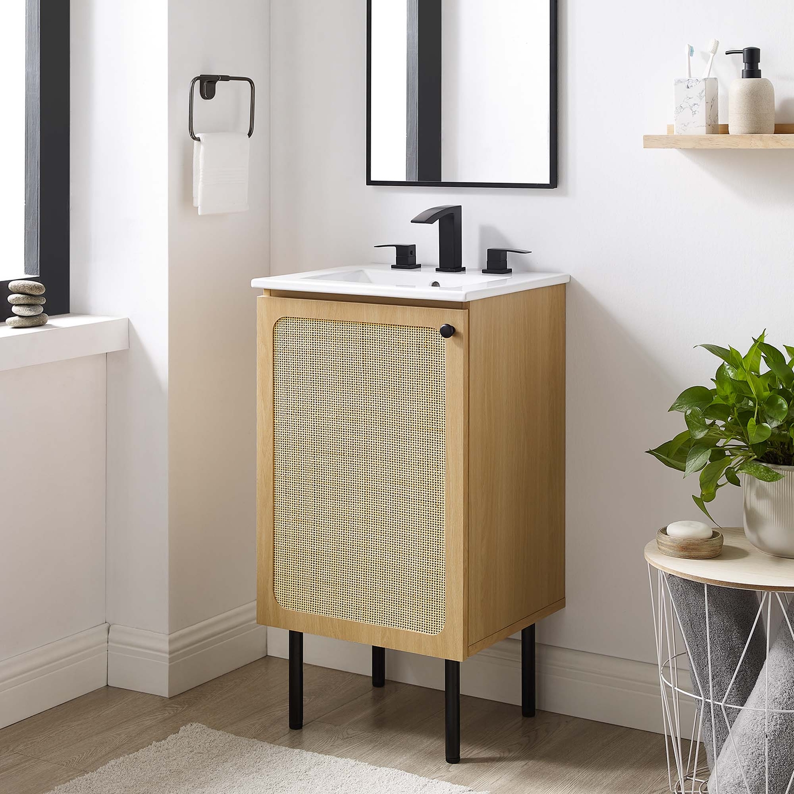 Modway Chaucer 18” Bathroom Vanity Cabinet in Oak (Sink Basin Not Included)