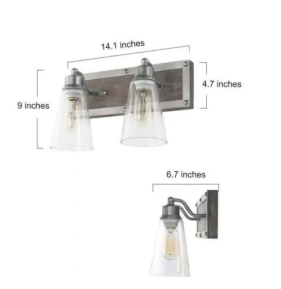 LNC Rustic Bathroom Brown Solid Wood Vanity Light A03331