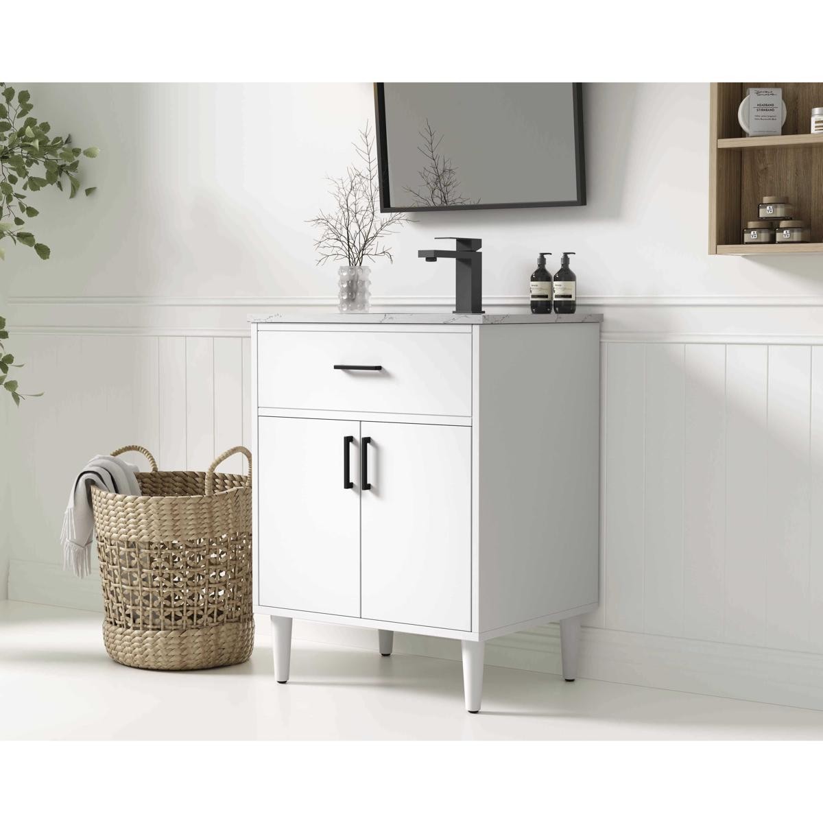 Elegant Lighting VF25024MWH Chandler 24 X 34 inch White Bathroom Vanity Cabinet
