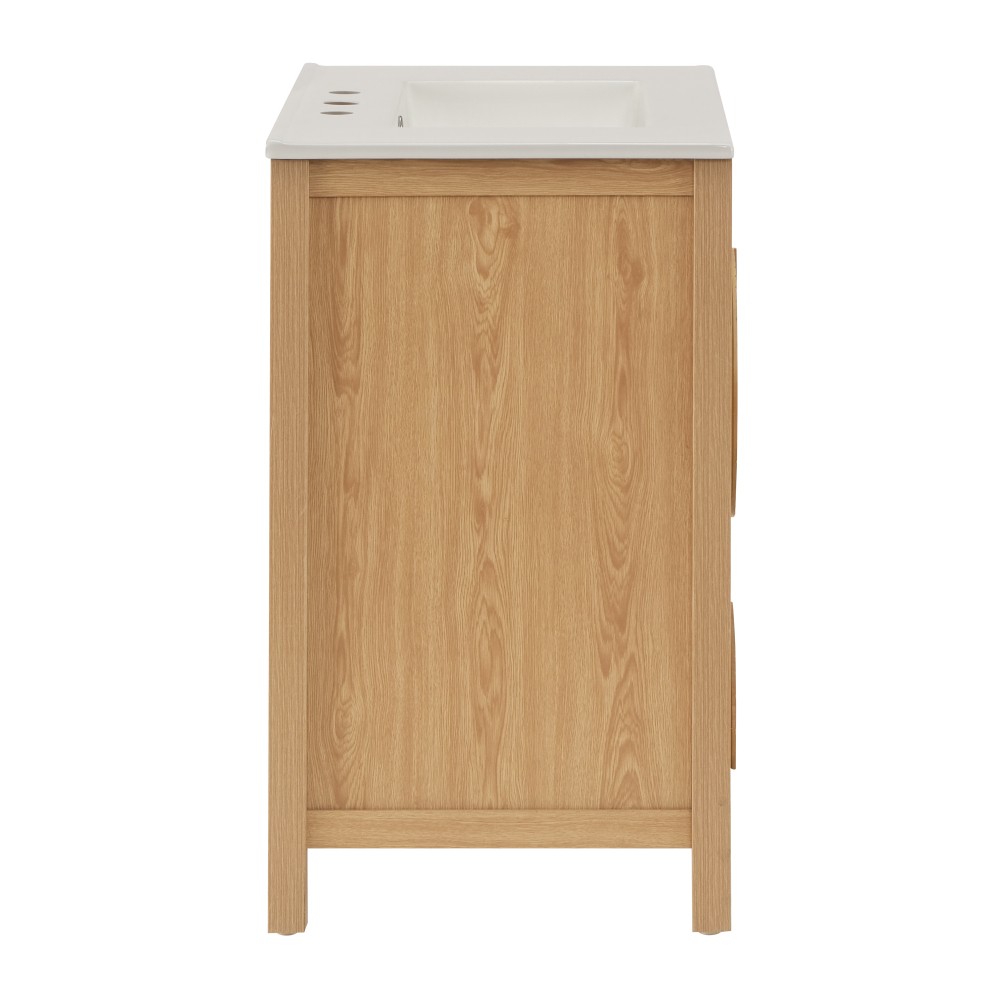 30 Inch Fluted Bathroom Vanity with Sink – Freestanding Modern Wood Cabinet