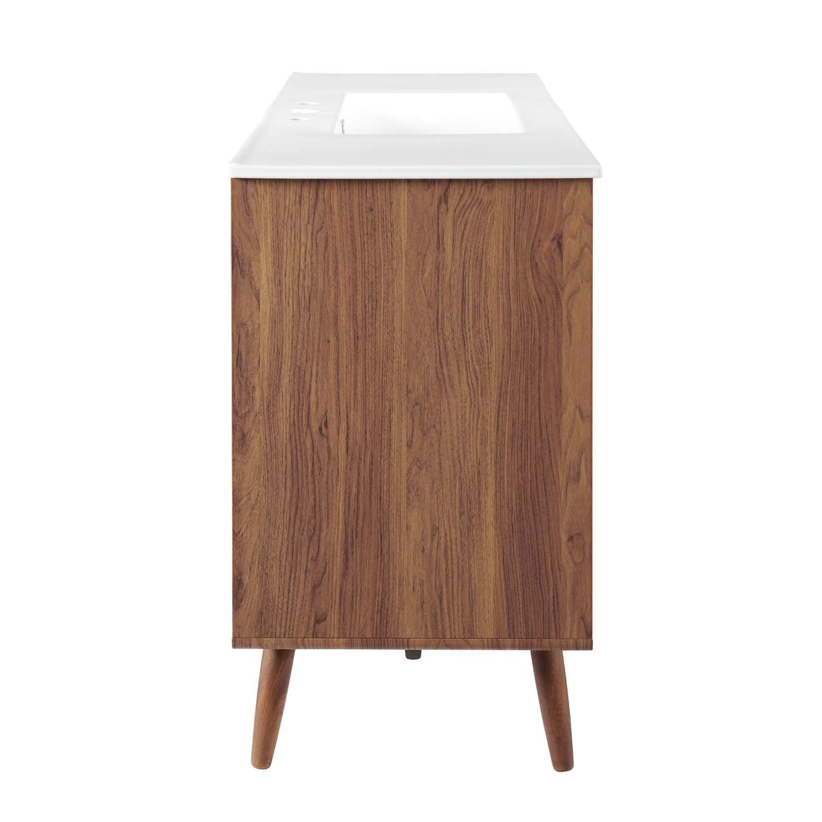 Modway Transmit 47″ Modern Wood Single Sink Bathroom Vanity in Walnut/White