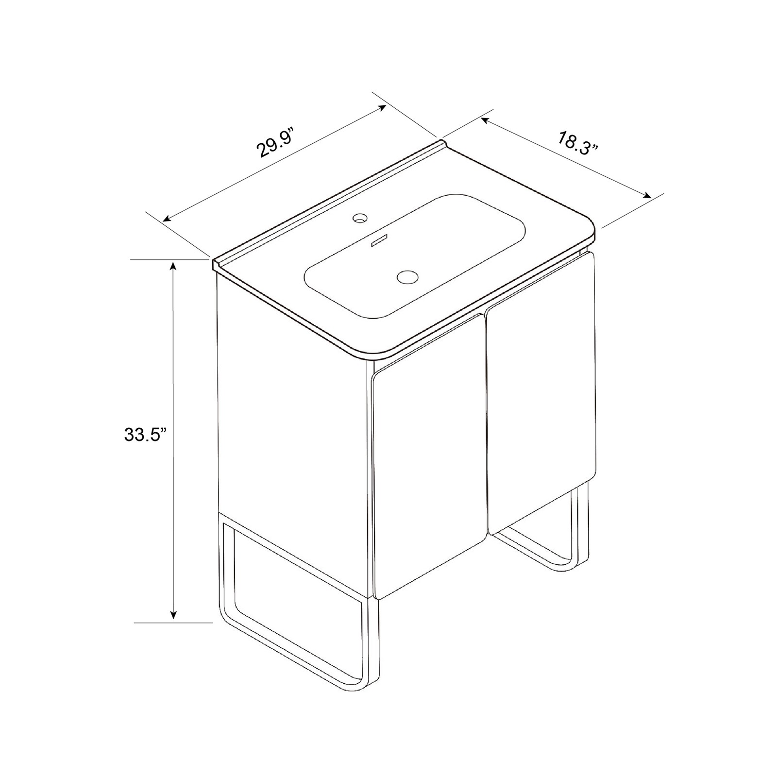 Light Oak 30″ Modern Bathroom Vanity with Ceramic Sink & Storage