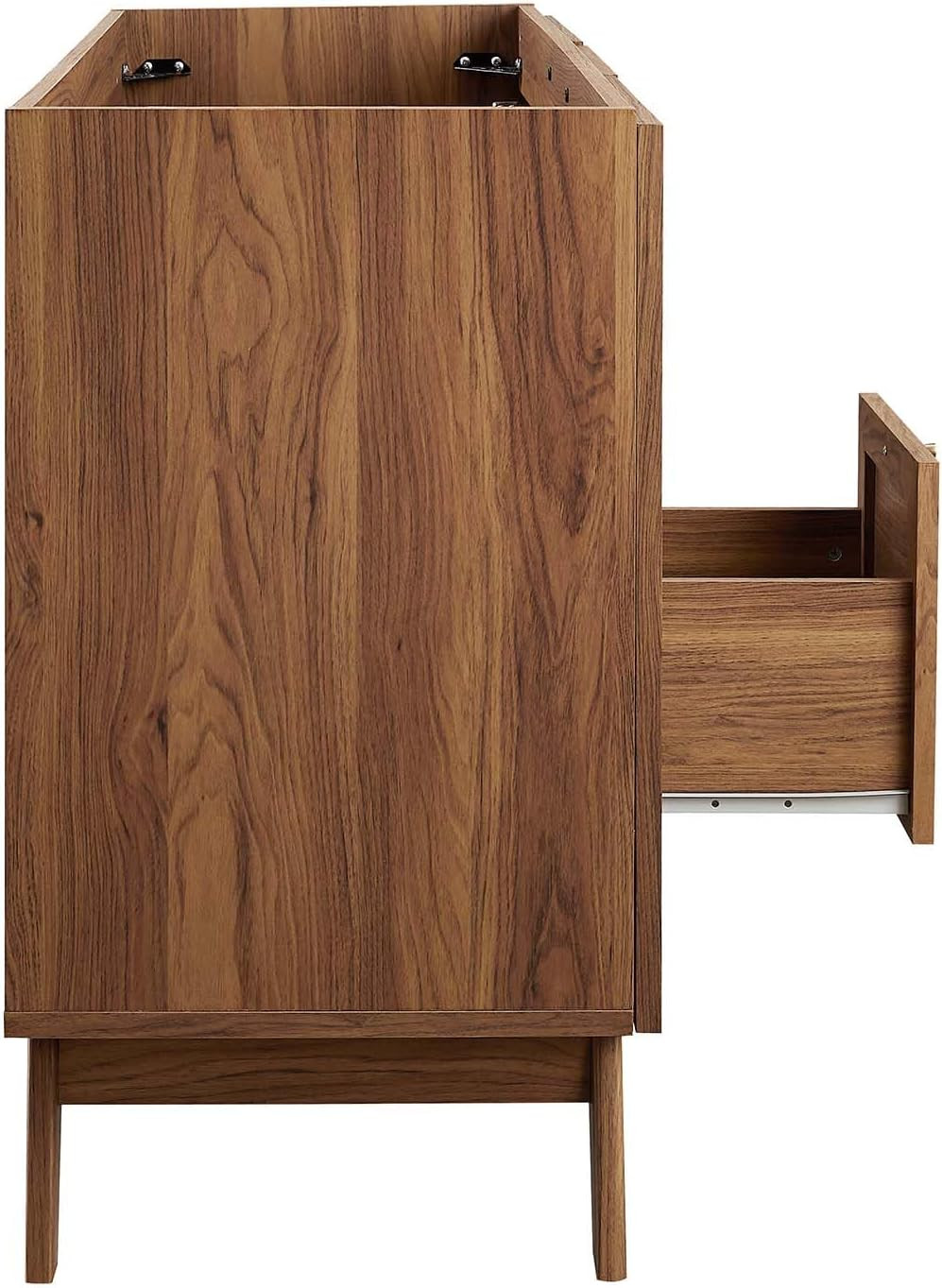 Soma Walnut Rattan Weave Bathroom Vanity Cabinet, 48” Sink Compatible