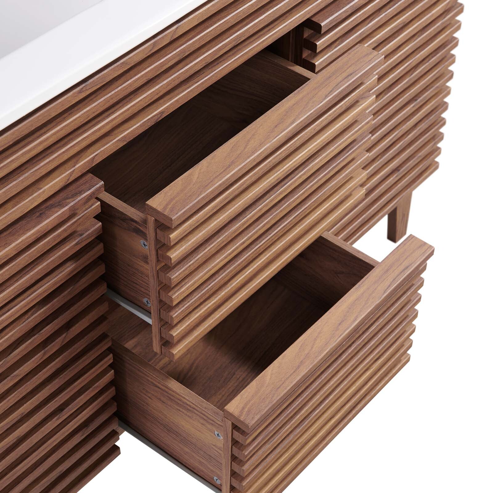 Modway Render 48″ Double Bathroom Vanity in Walnut White